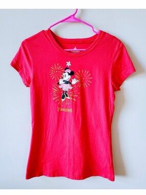 Disney Parks Minnie Mouse Disneyland Resort Womens Short Sleeve Tee Pink Medium